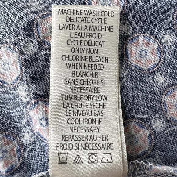 Max Studio Navy Blue & Peach Geometric Circle Print Short Sleeve Swing Dress XS - Picture 10 of 10